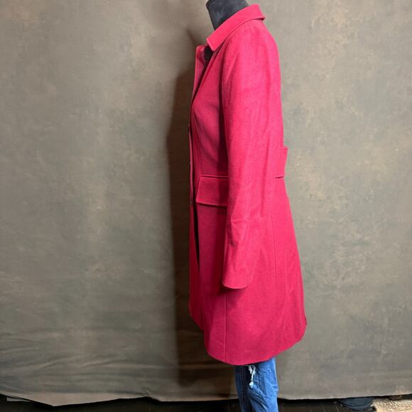 Banana Republic Women’s Red Wool Blend Coat Size Small Tailored Button Classic - Picture 7 of 11